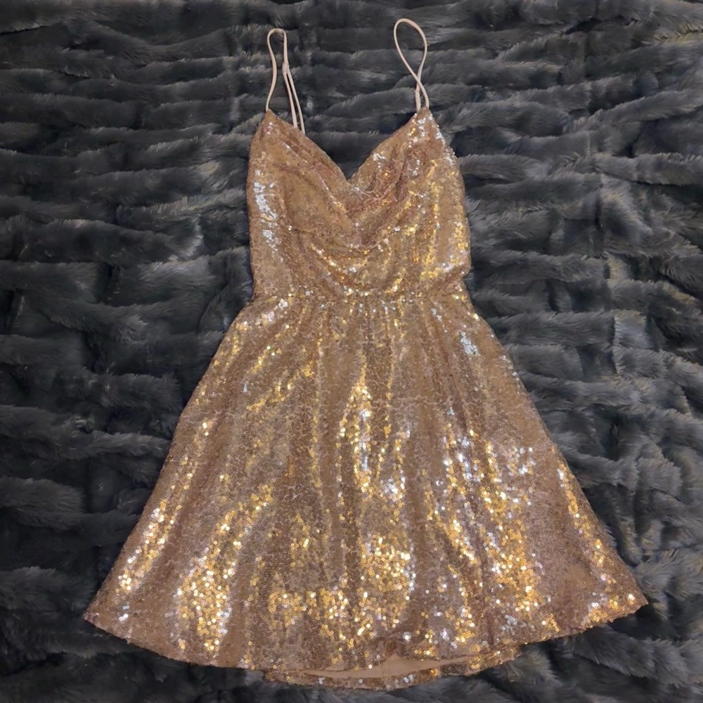 Lucy in the Sky Jewel Sequin Cowl Neck Dress